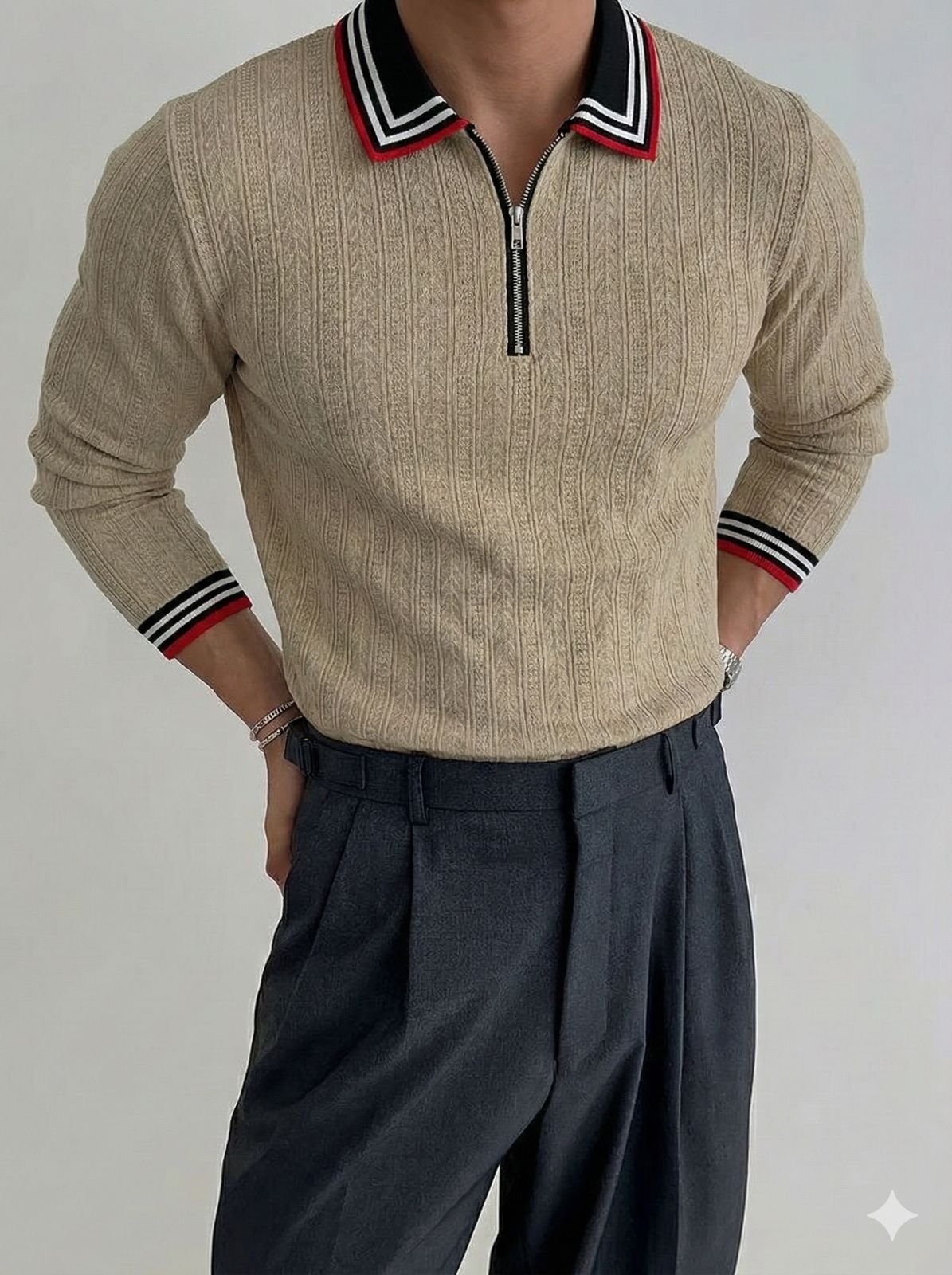 Beige Pullovers WE008